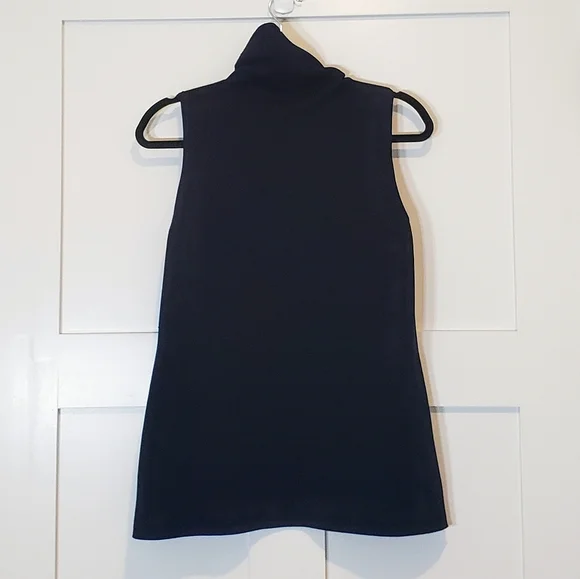 Chico's Travelers Mock Neck Sleeveless Top Tank Slinky Knit Navy Blue Size 1 - Picture 9 of 11